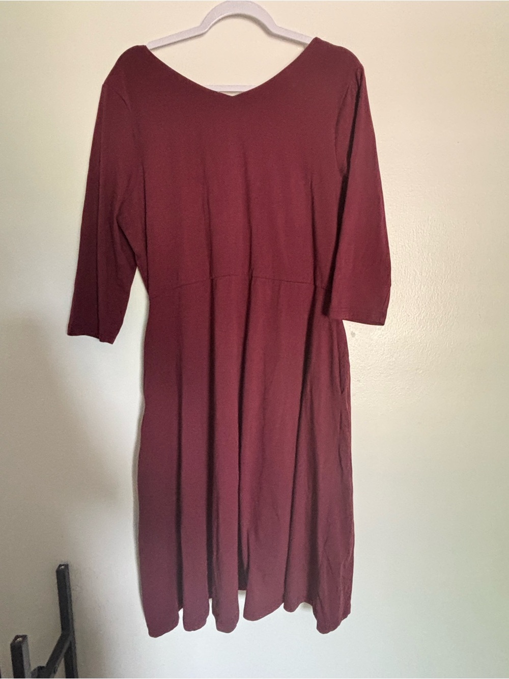 Pact Burgundy V-Neck Midi Dress